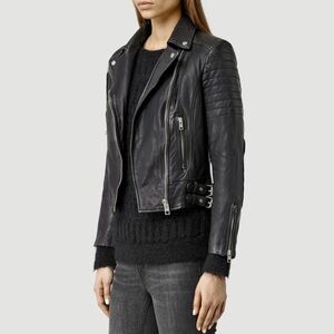 AllSaints Papin Lamb Leather Biker Jacket